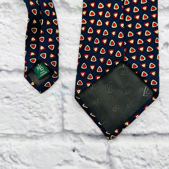 Lauren Ralph Lauren Mens‎ Silk Necktie Green & Blue Pattern 57 X 3.75" Geometric - Picture 8 of 9